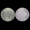 Two 1925 $1 Peace Silver Dollar Coins