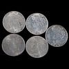 Five (5) $1 Peace Silver Dollar Coins (2) 1922, (1) 1923, (1) 1925, (1) 1926