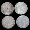 Four 1921 $1 Morgan Silver Dollar Coins
