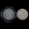 Two 1882 $1 Morgan Silver Dollar Coins