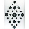 A Full Card Of Black Glass Riveted/Glued Buttons