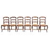 Lote de 6 sillas. Francia. Siglo XX. Estilo Luis XV. En talla de madera de nogal. Con respaldos escalonados y asientos de palma.
