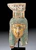 Egyptian Ptolemaic Gilded Gesso / Wood Head of Nephthys