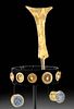 Rare Chavin Gold and Lapis Crown and Ear Spools