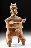 Sizeable Nayarit Pottery Seated Warrior Figure w/ Club