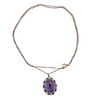 Antique  Gold Amethyst Pearl Emerald Locket Pendant on Necklace