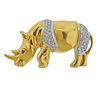 Milano Piero 18K Gold Diamond Sapphire Rhinoceros Brooch Pin