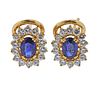 18K Gold Diamond Sapphire Earrings