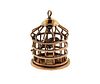 1960s 14k Gold Silver Bird in Cage Pendant Charm 