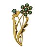 Tiffany &amp; Co 14K Gold Green Tourmaline Flower Brooch Pin