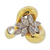 18K Gold Diamond Bypass Flower Ring