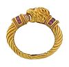 18K Gold Diamond Tourmaline Emerald Lion Bracelet