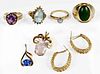 Seven Pieces Assorted Gold Jewelry