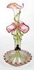 A Victorian Pink and Green Glass Epergne