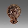 Ancient Roman North African Terracotta Oil Lamp with Dog c.4th century AD.