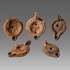Lot of 5 Ancient Roman, Byzantine Terracotta Oil Lamps c.1st-4th century AD.