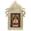 Our Lady of Charity, 19th century, Oil on sheet, Silver metal frame, embossing and punching.