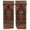 Pair of Reliefs with Angels, Mexico, 20th century, Inked and carved wood