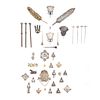 Lot of Fragments and Accesories for Religious Figures, Mexico, 19th century, Silver and gold metal with some simulants, 32 pieces