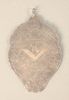 Masonic Silver Pendant having engraving "Joseph Cartey....Lodge Schenectady", around Masonic symbol, marked on verso "Virtue Shall C...