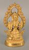 Chinese Gilt Bronze Seated Tara, seated figure on lotus form base.
height 7 inches.