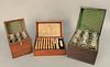 Group of Three Medical Apothecary Boxes, larger one opening to fitted interior with six bottles over one drawer having brass scale a...