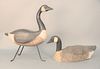 Two Prince Edward Canadian Geese, havingthree pronged stand, height 25 inches, width 10 inches; along with Canadian Goose (cracked b...