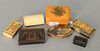 Group of Seven Small Boxes to include Masonic inlaid box in the form of a book with secret compartment; paper mache snuff box "will ...