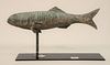 Fish Copper Full Body Weathervane with verdigris surface and faint gilt, on stand. 
height 9 1/4 inches, length 18 1/2 inches. 
Prov...