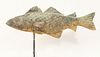 Fish Copper Full Bodied Weathervane with verdigris surface with some original gilt, on metal stand.
length 26 inches.
Provenance: Fr...