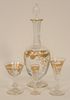Thirty-One Piece St. Louis Massenet Clear and Gold Encrusted Crystal group, to include fifteen sherry stems, height 4 3/4 inches; fi...
