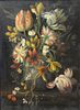 Dutch Floral oil on canvas, flowers in a vase, 18th century, unsigned.
13 1/4" x 9 3/4".