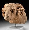 Remarkable Roman Marble Ram's Head