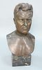 Mario Scoma Bronze, bust of a man, back signed illegibly "E...1937", base of bronze marked "M. Scoma Fndry Bkly., N.Y." all on grani...
