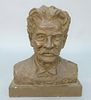 Montague Bust of Albert Schweitzer, plaster bust in bronze color, signed "Montague 6" on back, New York Academy of Medicine label at...