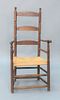 Ladder Back Great Chair having three slats, all ash, in the tradition of The Durand Shop, Milford, Connecticut circa 1780.
height 47...