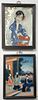 Two Chinese School Reverse Paintings on glass in hardwood frames, painting of Guanyin and courtyard painting with three figures.
19"...