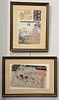 Two Japanese Woodblock Prints to include Utagawa Hiroshige (1797 - 1858) from Tokaido Gojusan Tsugi No Uchi, 53 Stations of the Toka...