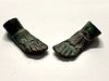 A Pair of Ancient Roman Bronze Feet c.2nd century Ad. Size 2 1/4 inches length. Ex NYC.