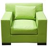 Ideo Modern Club Chair w Green Leather Upholstery