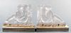 Etling Art Deco Frosted Art Glass Bookends, Pair