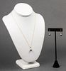14K Yellow Gold Black Pearl Earrings & Necklace 2