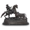 After Paul Edouard Delabrierre (French,1829-1912) "Taureau Foncant Sur Un Picador" Bronze Statue