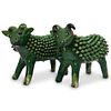 (2 Pc) Terracotta Green Glazed Rams