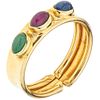SAPPHIRE, RUBY AND EMERALD RING. 14K YELLOW GOLD