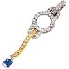 SAPPHIRE AND DIAMONDS PENDANT. 18K YELLOW AND WHITE GOLD
