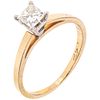 SOLITAIRE DIAMOND RING. 14K YELLOW AND WHITE GOLD 
