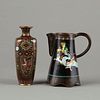 Japanese Cloisonne Enamel Dragon Vase and Pitcher