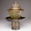 Chinese Tibetan Silver Gilt Cup Stand Lid
