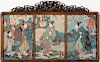 Japanese Woodblock in Colors, Triptych 